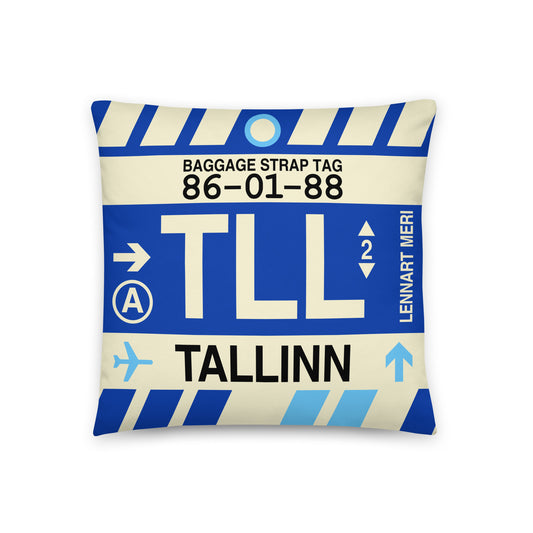 Travel Gift Throw PIllow • TLL Tallinn • YHM Designs - Image 01