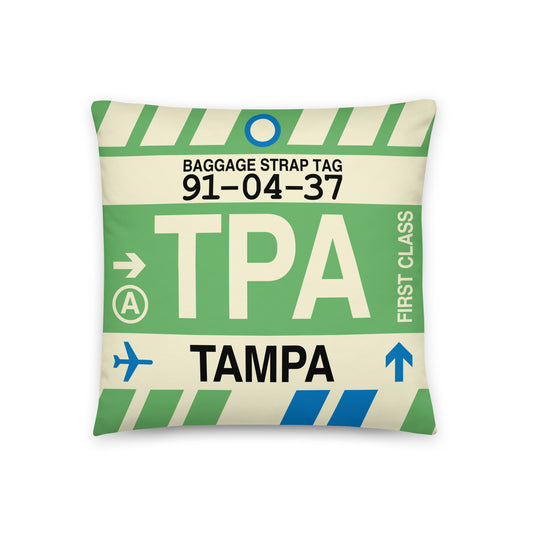 Travel Gift Throw Pillow • TPA Tampa • YHM Designs - Image 01