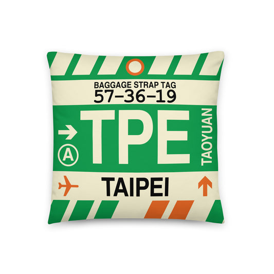 Travel Gift Throw Pillow • TPE Taipei • YHM Designs - Image 01