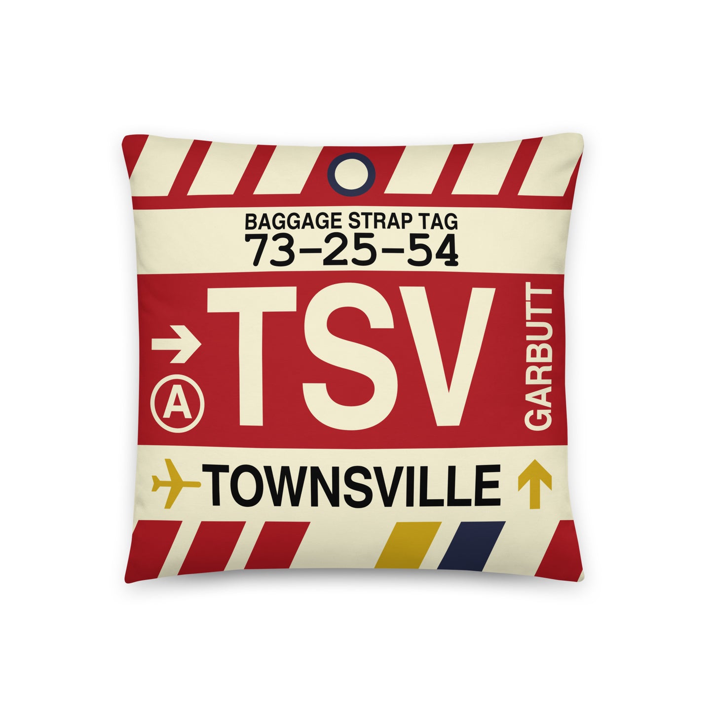 Travel-Themed Throw Pillow • TSV Townsville • YHM Designs - Image 01