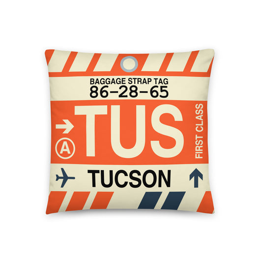 Travel-Themed Throw Pillow • TUS Tucson • YHM Designs - Image 01