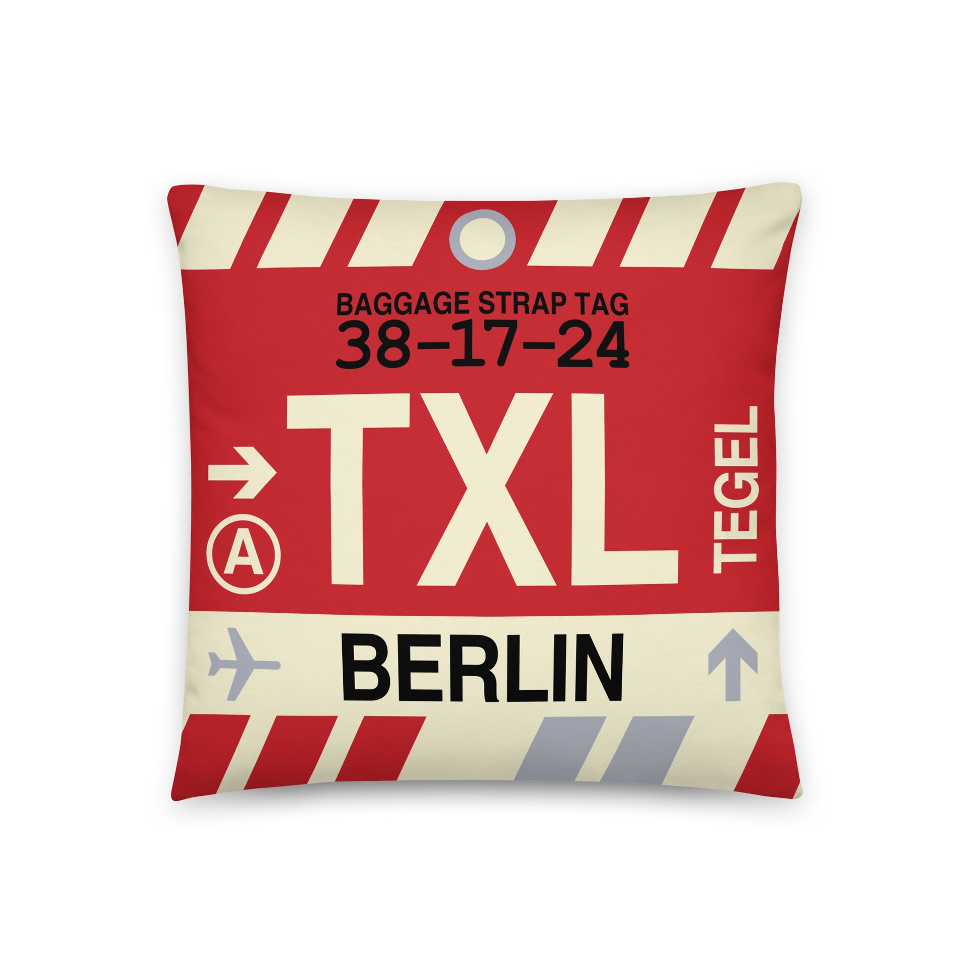 Travel-Themed Throw Pillow • TXL Berlin • YHM Designs - Image 01
