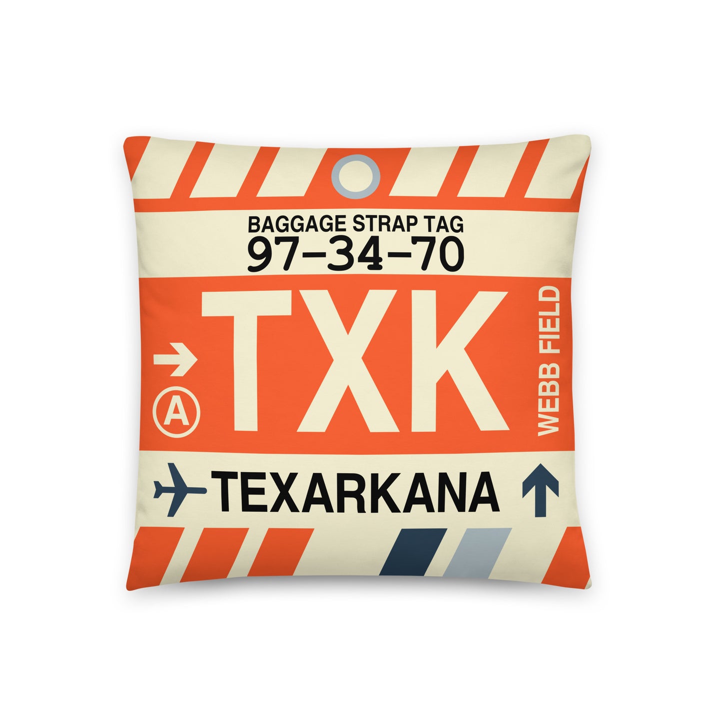 Travel-Themed Throw Pillow • TXK Texarkana • YHM Designs - Image 01