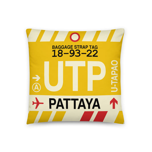 Travel Gift Throw PIllow • UTP Pattaya • YHM Designs - Image 01