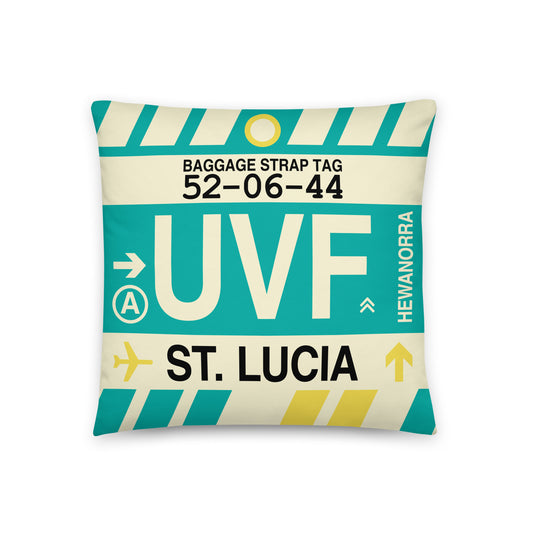 Travel Gift Throw Pillow • UVF St. Lucia • YHM Designs - Image 01