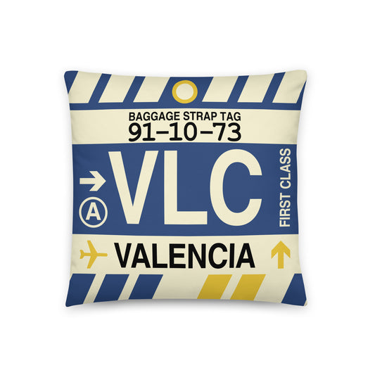 Travel Gift Throw Pillow • VLC Valencia • YHM Designs - Image 01