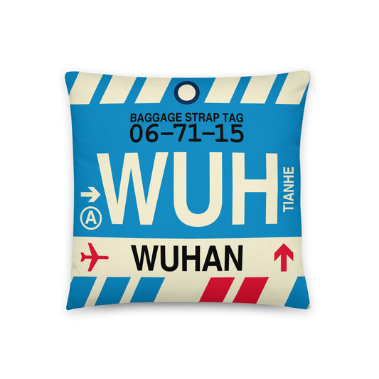 Travel Gift Throw PIllow • WUH Wuhan • YHM Designs - Image 01