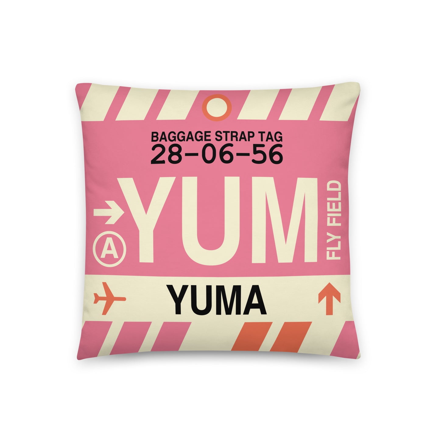 Travel-Themed Throw Pillow • YUM Yuma • YHM Designs - Image 01