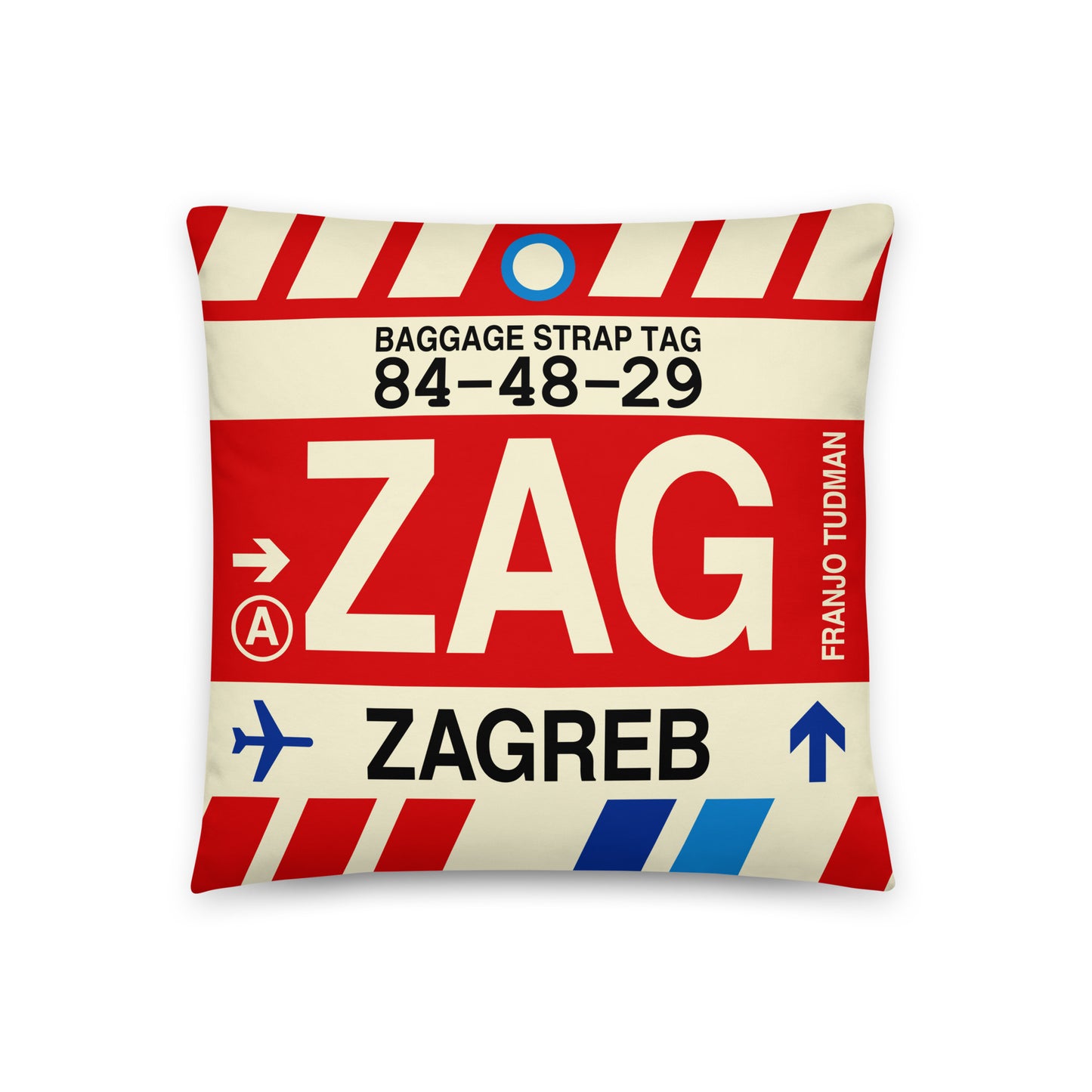 Travel-Themed Throw Pillow • ZAG Zagreb • YHM Designs - Image 01
