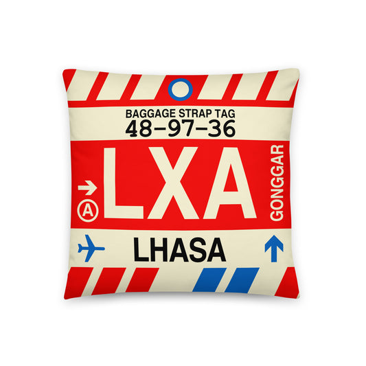 Travel Gift Throw Pillow • LXA Lhasa • YHM Designs - Image 01