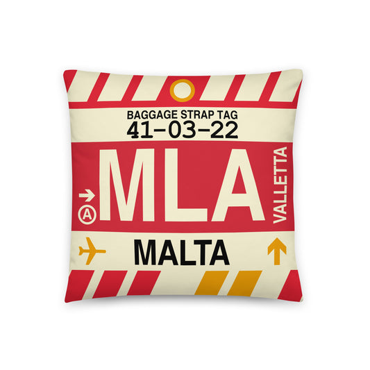 Travel Gift Throw Pillow • MLA Valletta Souvenir • YHM Designs - Image 01