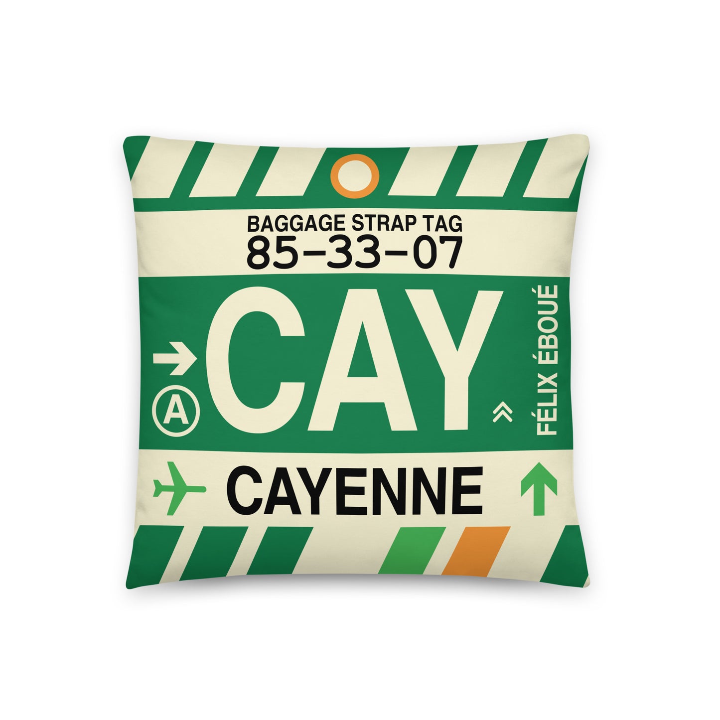 Travel Gift Throw Pillow • CAY Cayenne Souvenir • YHM Designs - Image 01