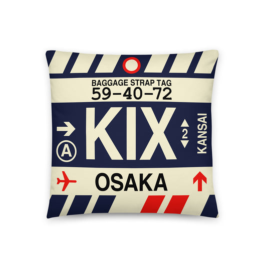 Travel Gift Throw PIllow • KIX Osaka • YHM Designs - Image 01