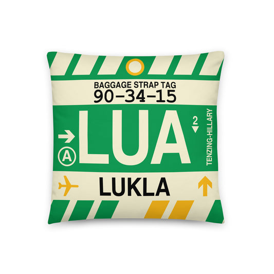 Travel Gift Throw Pillow • LUA Lukla • YHM Designs - Image 01