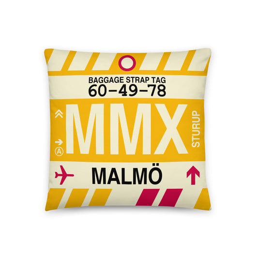 Travel Gift Throw PIllow • MMX Malmo • YHM Designs - Image 01