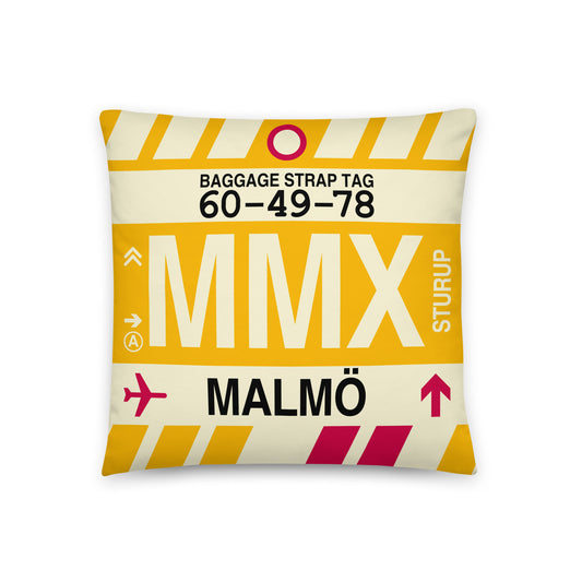 Travel Gift Throw Pillow • MMX Malmo Souvenir • YHM Designs - Image 01