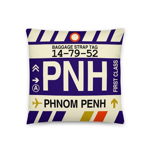 Travel Gift Throw PIllow • PNH Phnom Penh • YHM Designs - Image 01