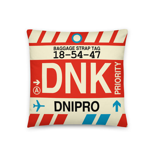Travel Gift Throw Pillow • DNK Dnipro Souvenir • YHM Designs - Image 01
