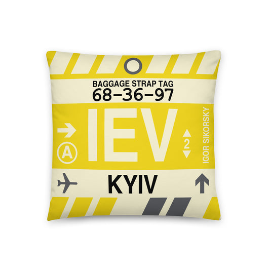 Travel Gift Throw Pillow • IEV Kyiv Souvenir • YHM Designs - Image 01