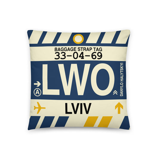 Travel Gift Throw PIllow • LWO Lviv • YHM Designs - Image 01