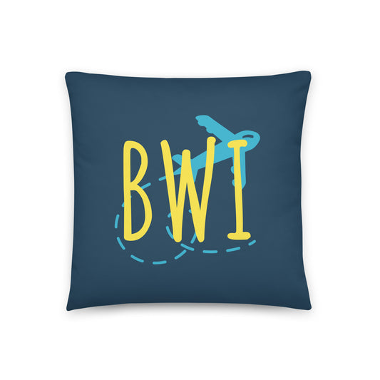 Airplane Throw Pillow • BWI Baltimore • YHM Designs - Image 01