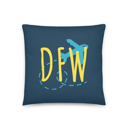 Airplane Throw Pillow • DFW Dallas • YHM Designs - Image 01