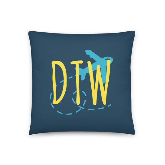 Airplane Throw Pillow • DTW Detroit • YHM Designs - Image 01