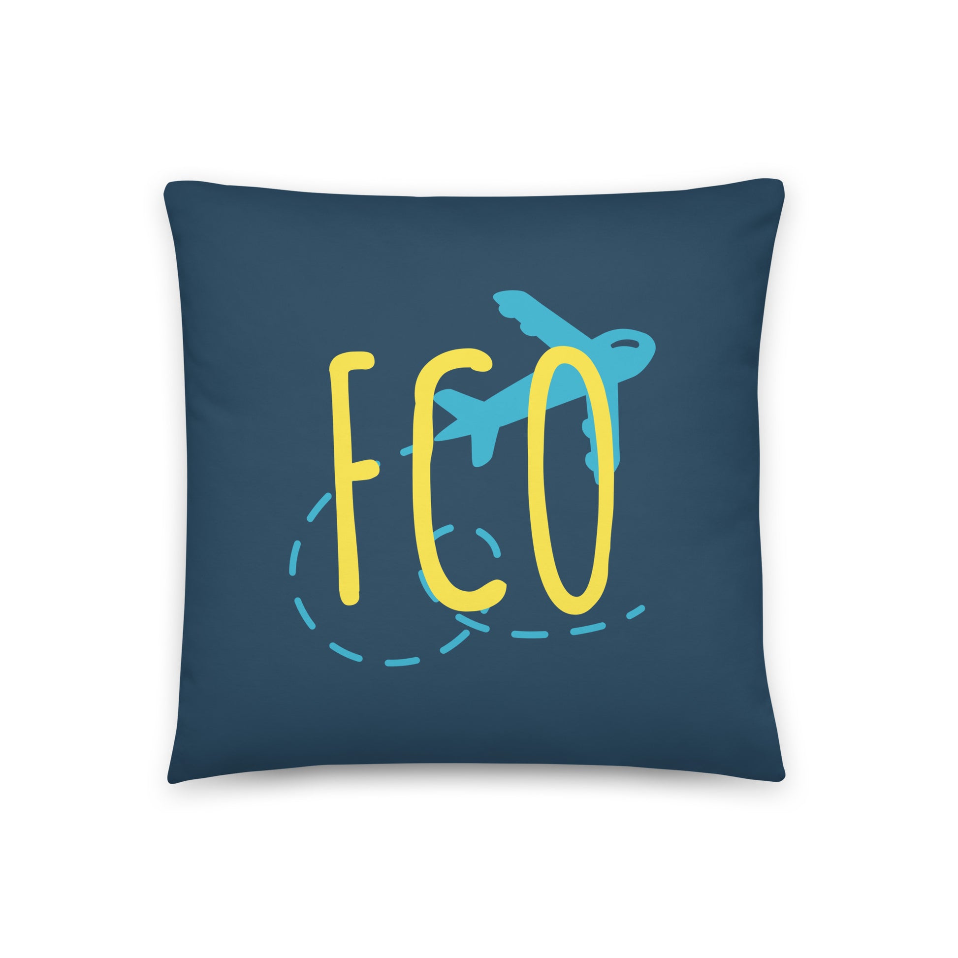 FCO Rome Throw Pillow • Playful Airplane Design • YHM Designs - Image 01