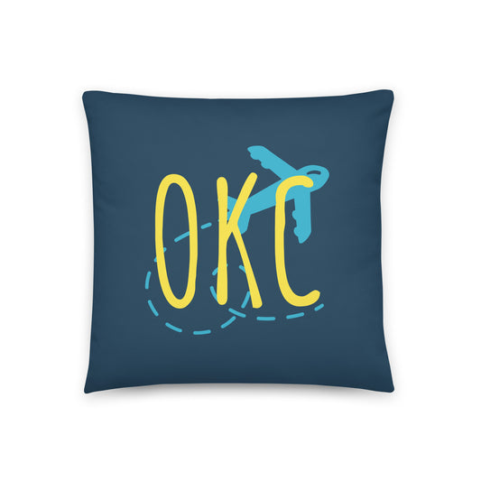 Airplane Throw Pillow • OKC Oklahoma City • YHM Designs - Image 01