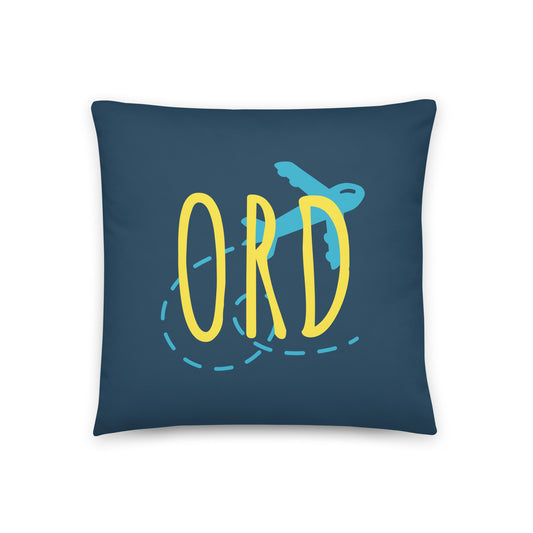 Airplane Throw Pillow • ORD Chicago • YHM Designs - Image 01