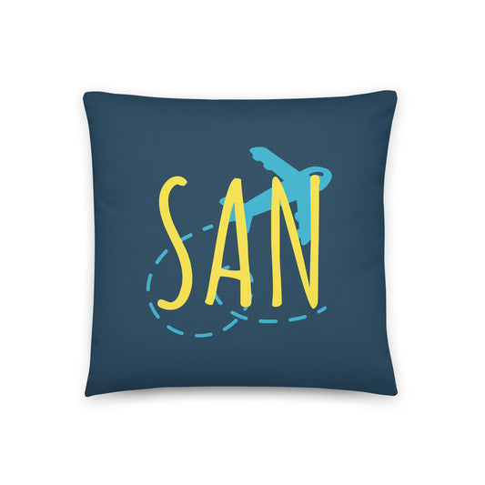 Airplane Throw Pillow • SAN San Diego • YHM Designs - Image 01