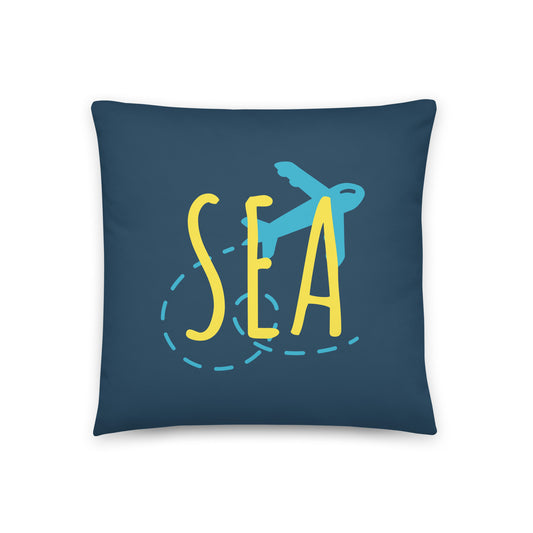 Airplane Throw Pillow • SEA Seattle • YHM Designs - Image 01