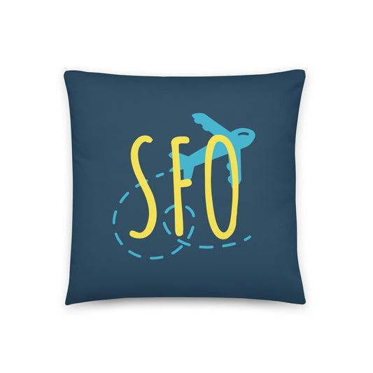 Airplane Throw Pillow • SFO San Francisco • YHM Designs - Image 01