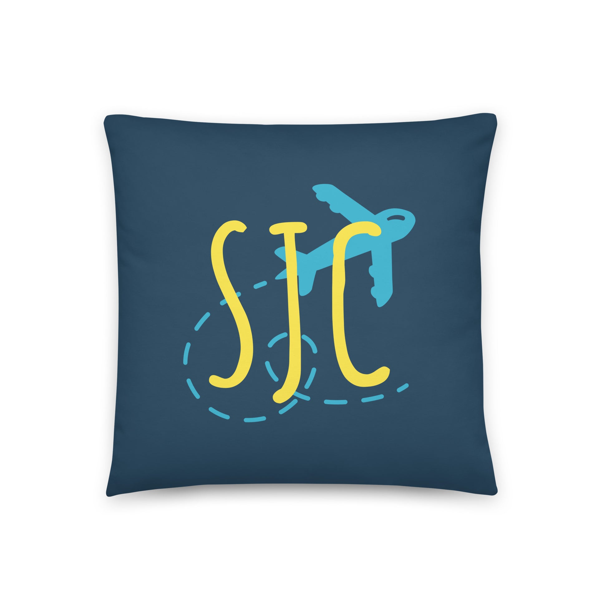 SJC San Jose Throw Pillow • Playful Airplane Design • YHM Designs - Image 01