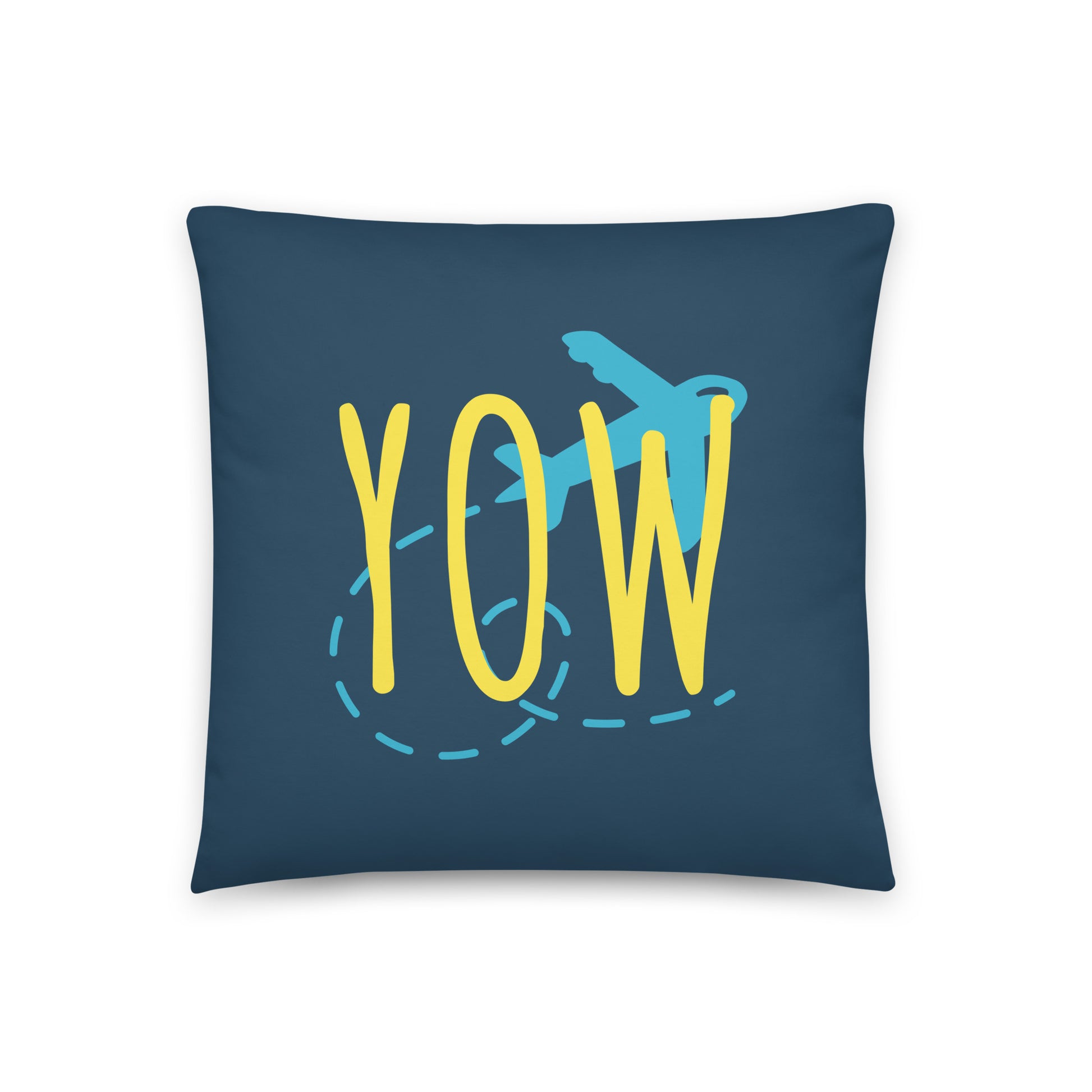 YOW Ottawa Throw Pillow • Playful Airplane Design • YHM Designs - Image 01