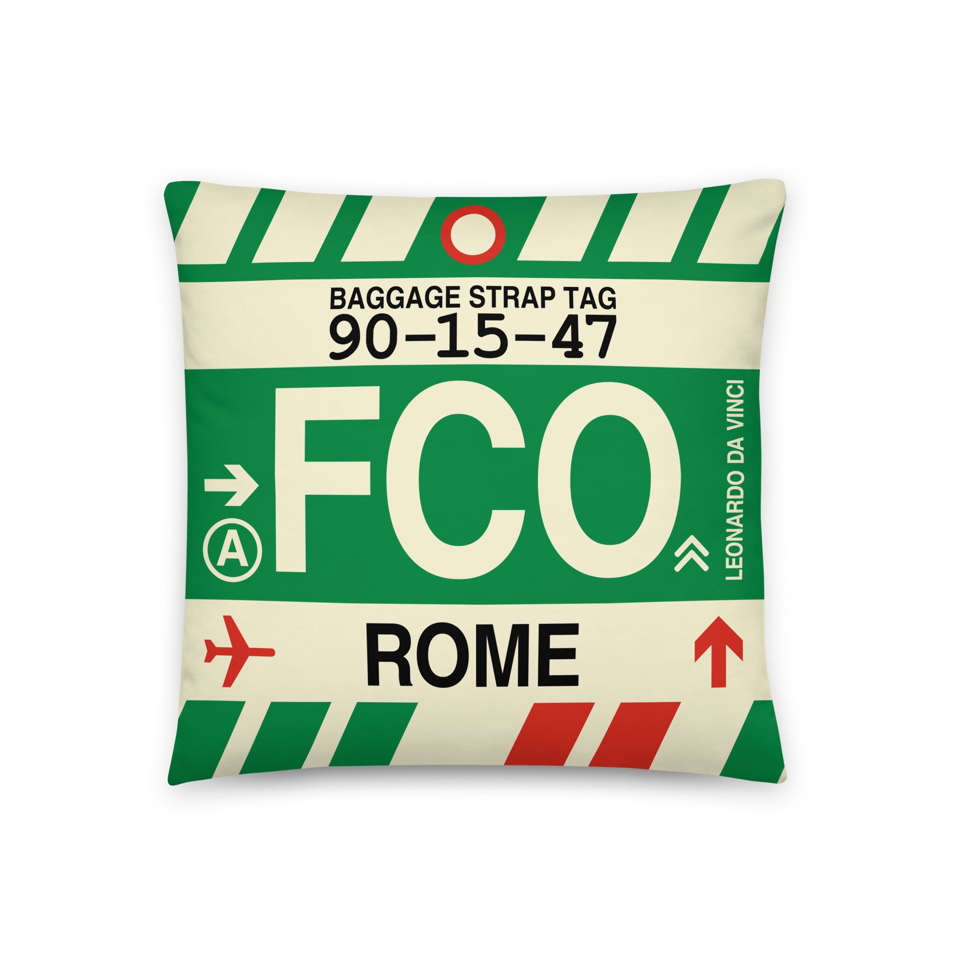 Travel Gift Throw Pillow • FCO Rome Souvenir • YHM Designs - Image 01