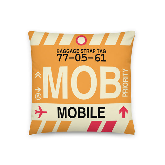 MOB Mobile Throw Pillow • Jet Age Baggage Tag Design • YHM Designs - Image 01