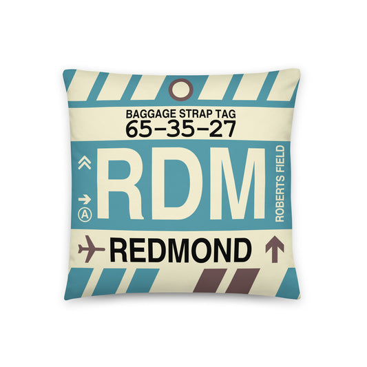 RDM Redmond Throw Pillow • Jet Age Baggage Tag Design • YHM Designs - Image 01