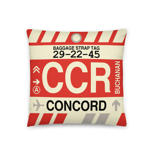 CCR Concord Throw Pillow • Jet Age Baggage Tag Design • YHM Designs - Image 01