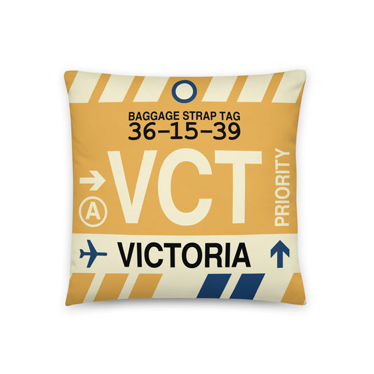 VCT Victoria Throw Pillow • Jet Age Baggage Tag Design • YHM Designs - Image 01