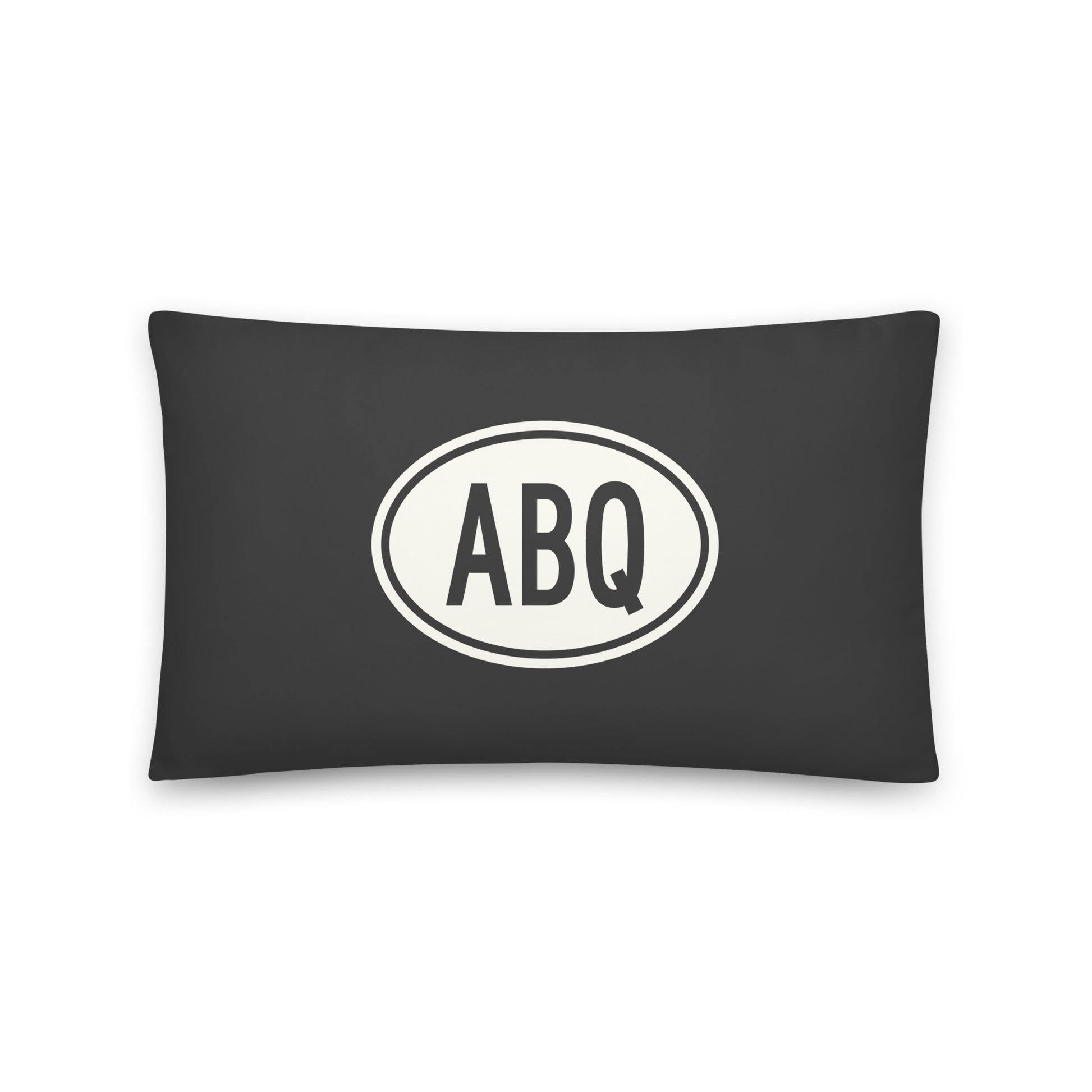 Unique Travel Gift Throw Pillow - White Oval • ABQ Albuquerque Souvenir • YHM Designs - Image 01