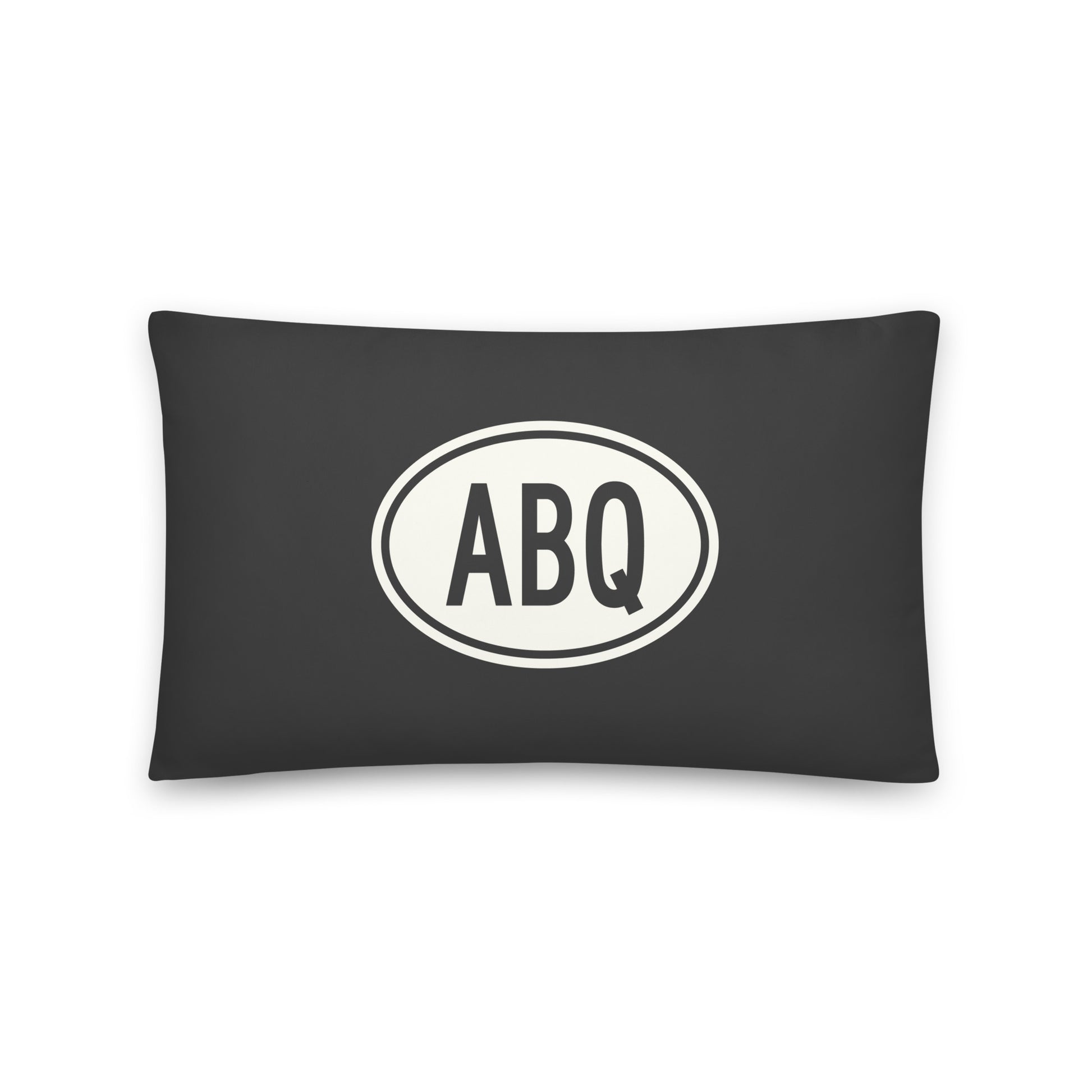 Unique Travel Gift Throw Pillow - White Oval • ABQ Albuquerque • YHM Designs - Image 01