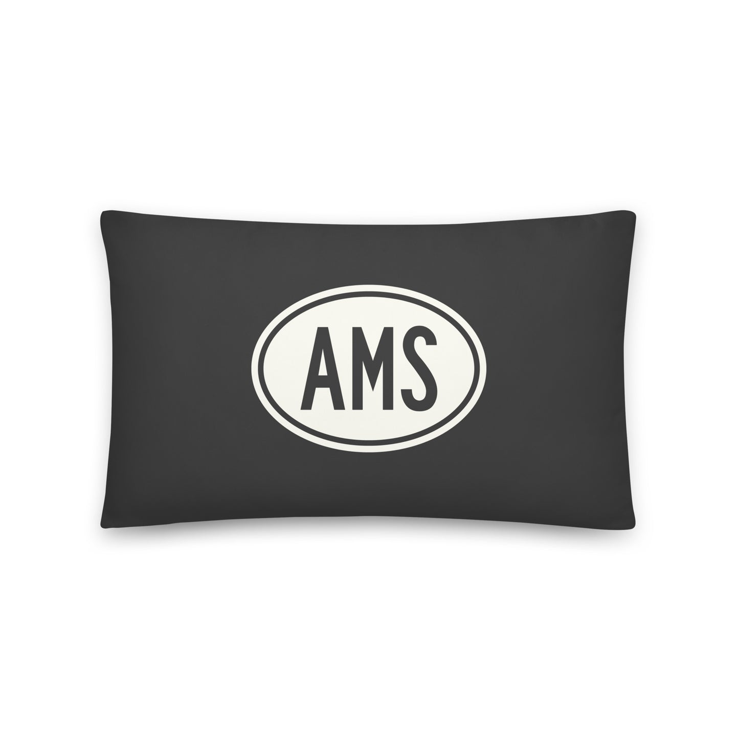 Unique Travel Gift Throw Pillow - White Oval • AMS Amsterdam Souvenir • YHM Designs - Image 01