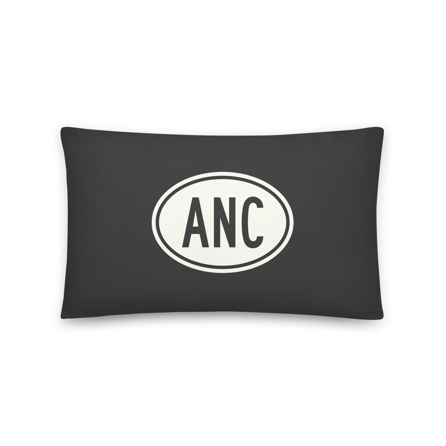 Unique Travel Gift Throw Pillow - White Oval • ANC Anchorage Souvenir • YHM Designs - Image 01