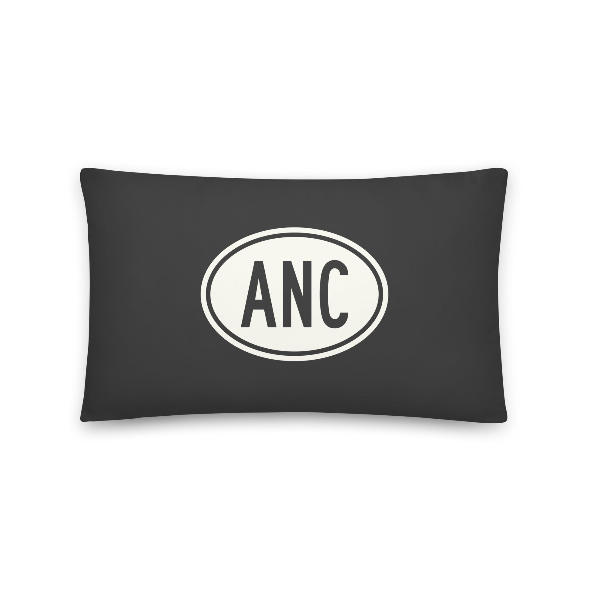 Unique Travel Gift Throw Pillow - White Oval • ANC Anchorage Souvenir • YHM Designs - Image 01