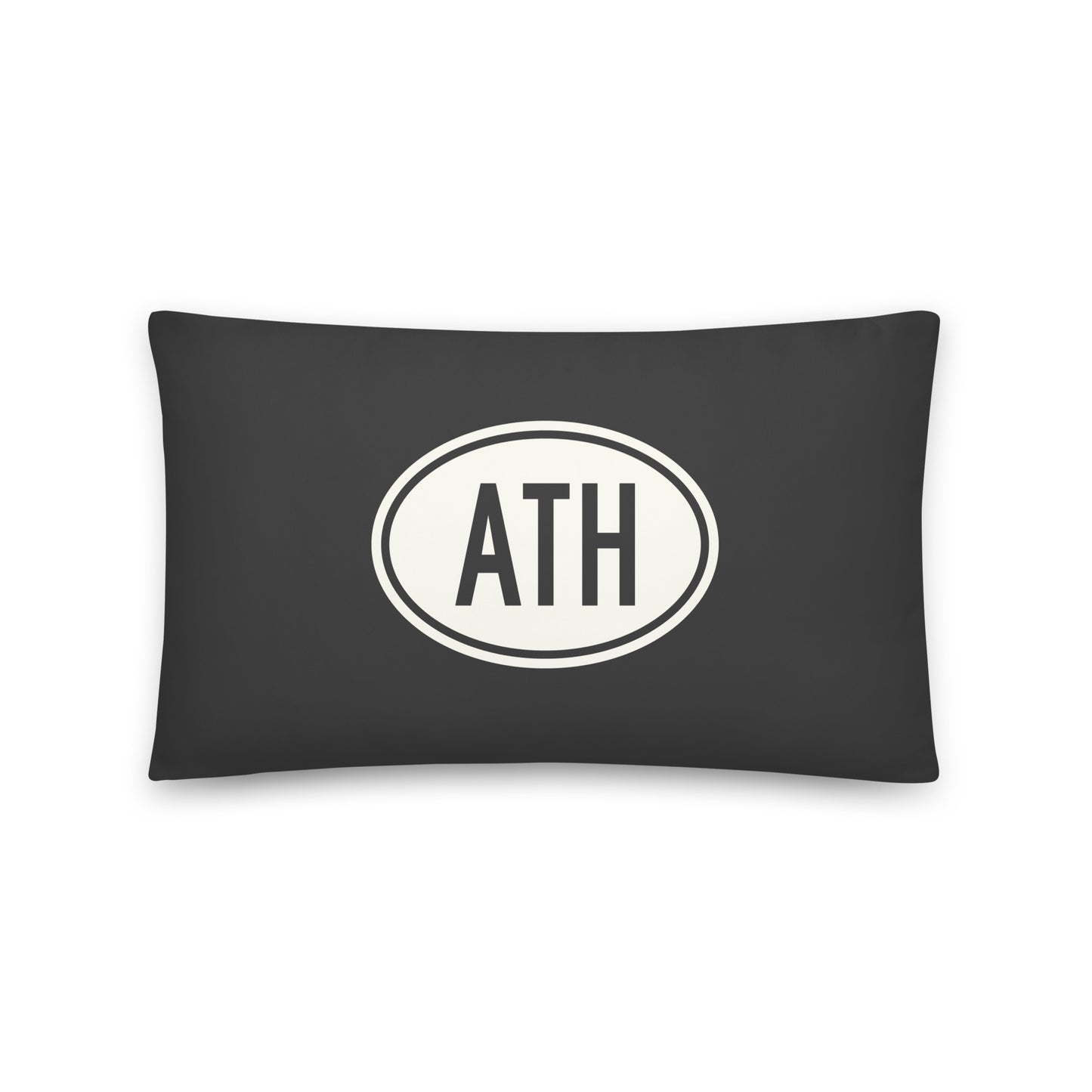Unique Travel Gift Throw Pillow - White Oval • ATH Athens Souvenir • YHM Designs - Image 01