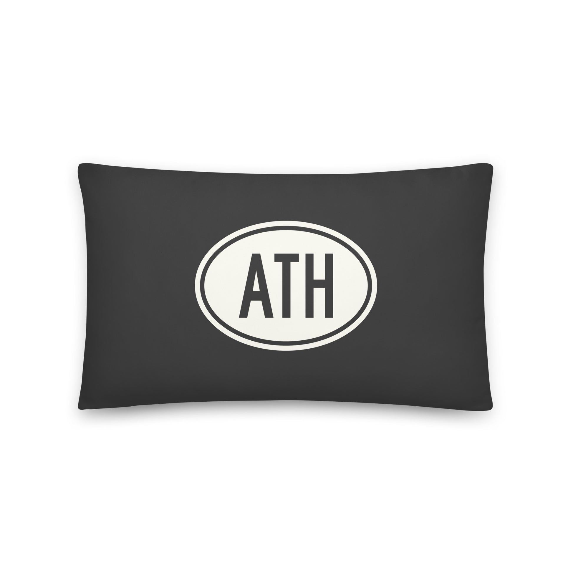 Unique Travel Gift Throw Pillow - White Oval • ATH Athens • YHM Designs - Image 01