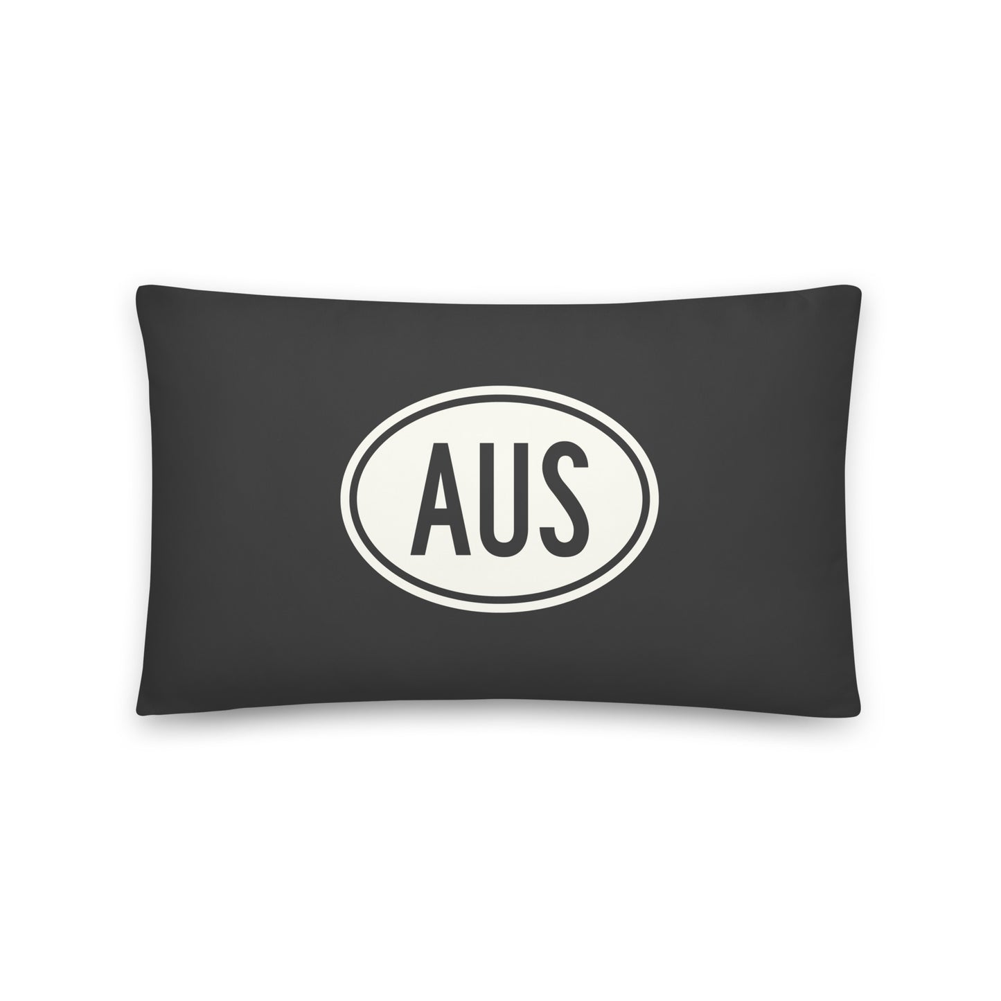 Unique Travel Gift Throw Pillow - White Oval • AUS Austin • YHM Designs - Image 01