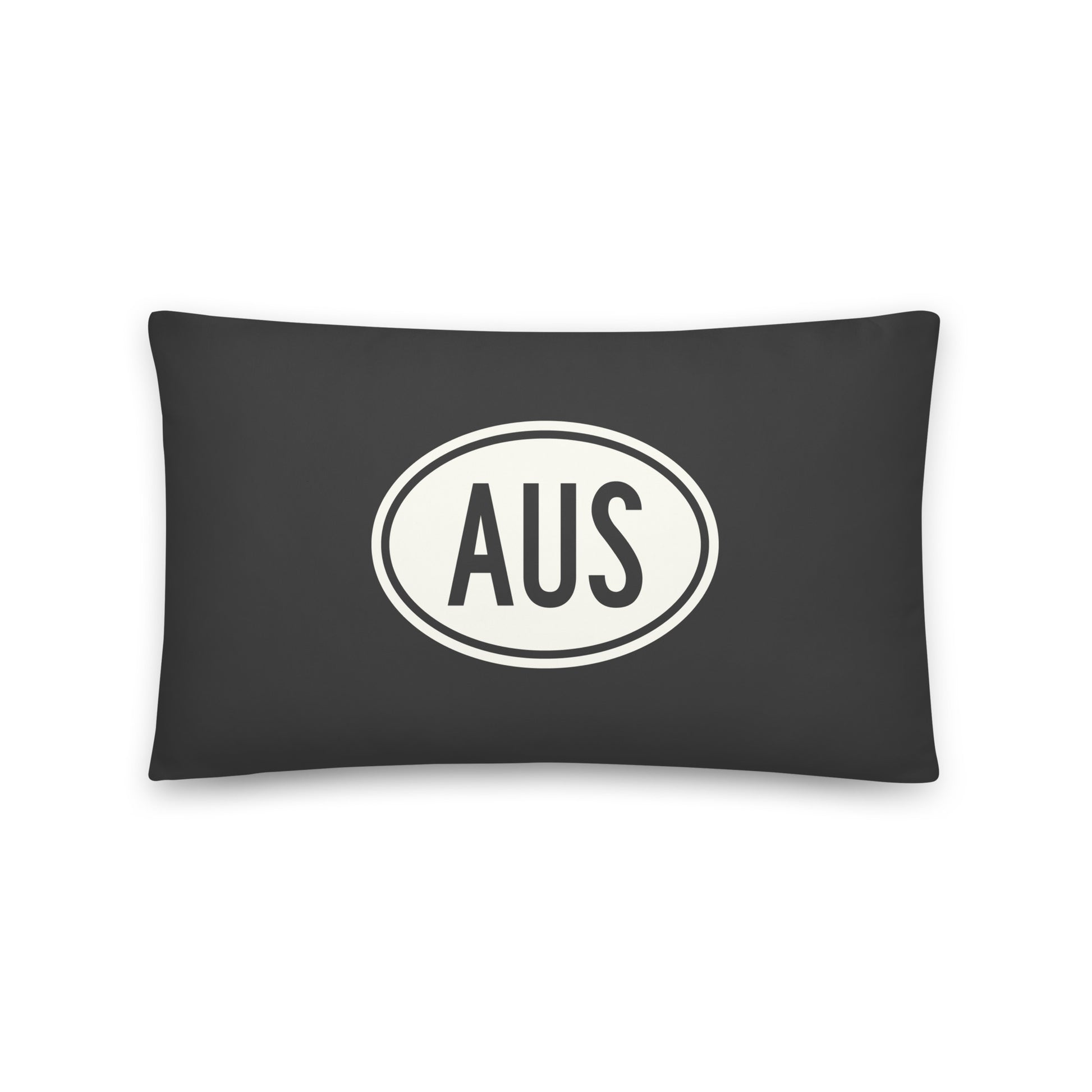 Unique Travel Gift Throw Pillow - White Oval • AUS Austin Souvenir • YHM Designs - Image 01