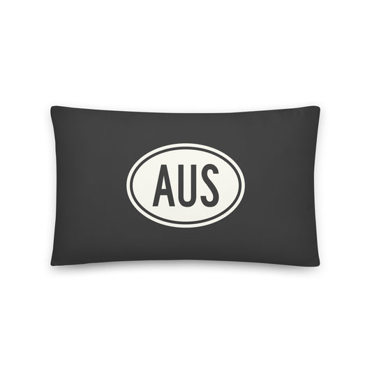 Unique Travel Gift Throw Pillow - White Oval • AUS Austin Souvenir • YHM Designs - Image 01